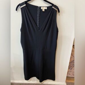 Michael Kors Black Sleeveless Sheath Dress w/ Gold Logo Detail | Size 12